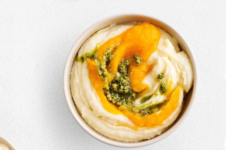 Pumpkin and potato mash with pesto