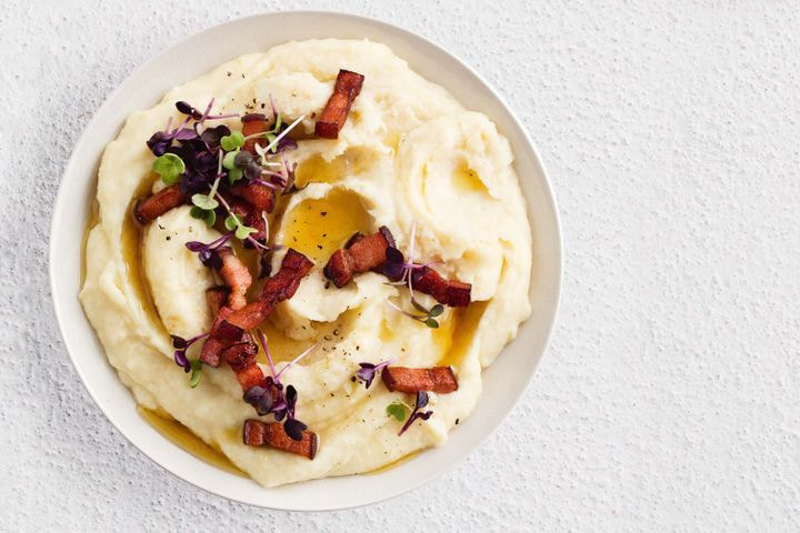 Potato and celeriac mash with speck