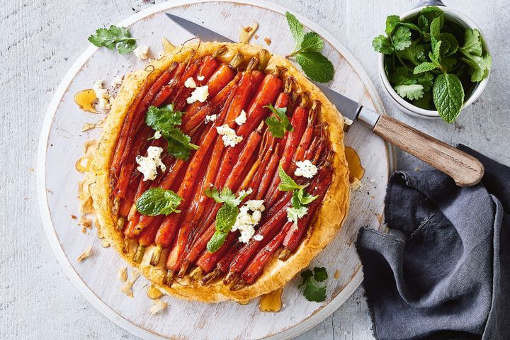 Carrot and honey tarte tatin